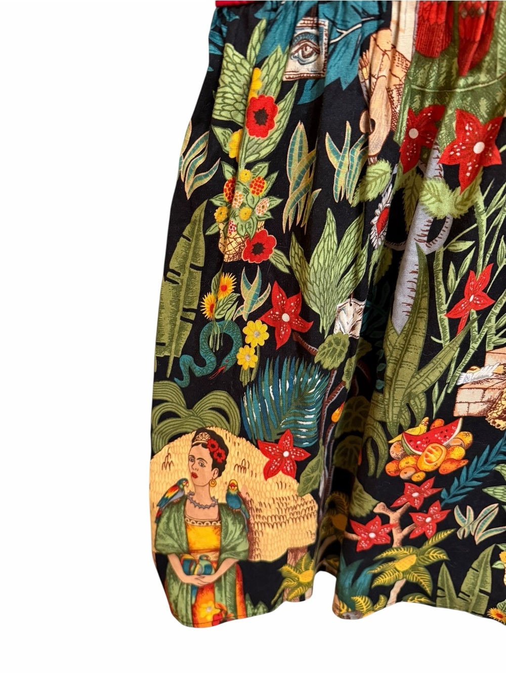 Hemet Frida Kahlo Mexican Folk Art Cotton Fit Flare Dress S Made USA - Picture 9 of 9